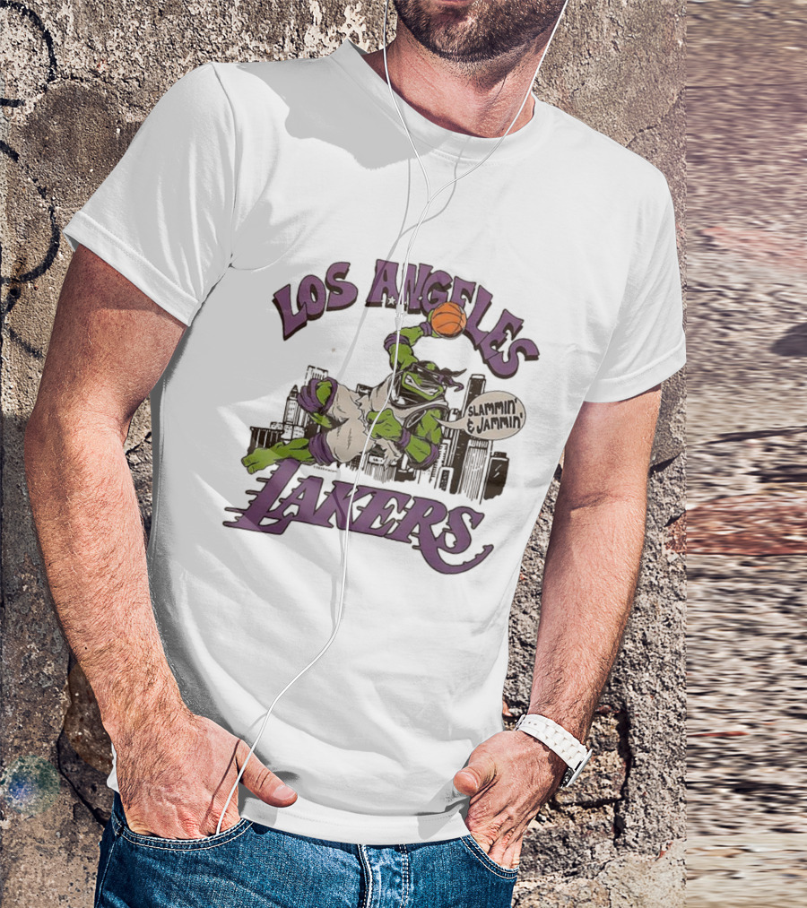 Los Angeles Lakers Donatello Jammin Slammin Teenage Mutant Ninja Turtles T-Shirt