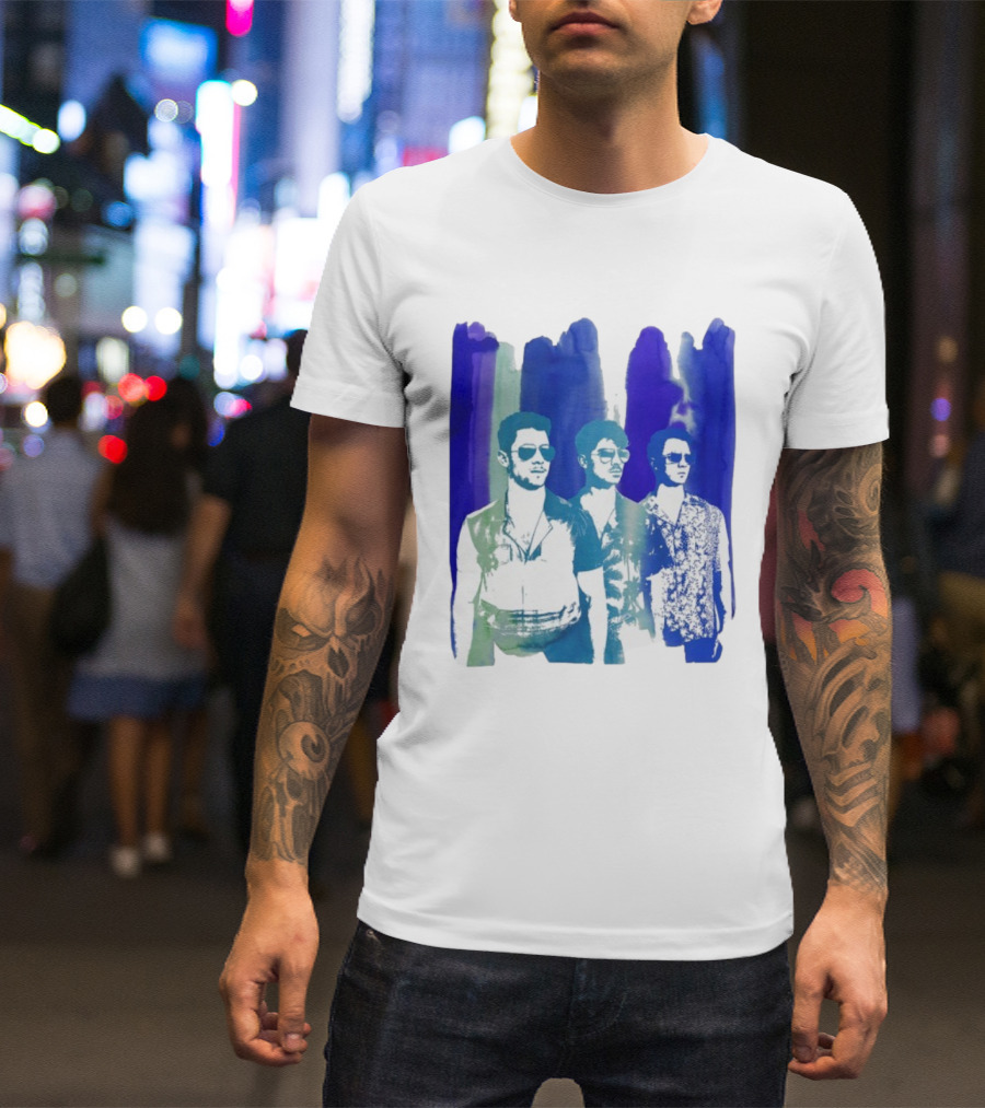 Jonas Brothers Cool Watercolor Style Portrait With Sunglasses T-Shirt
