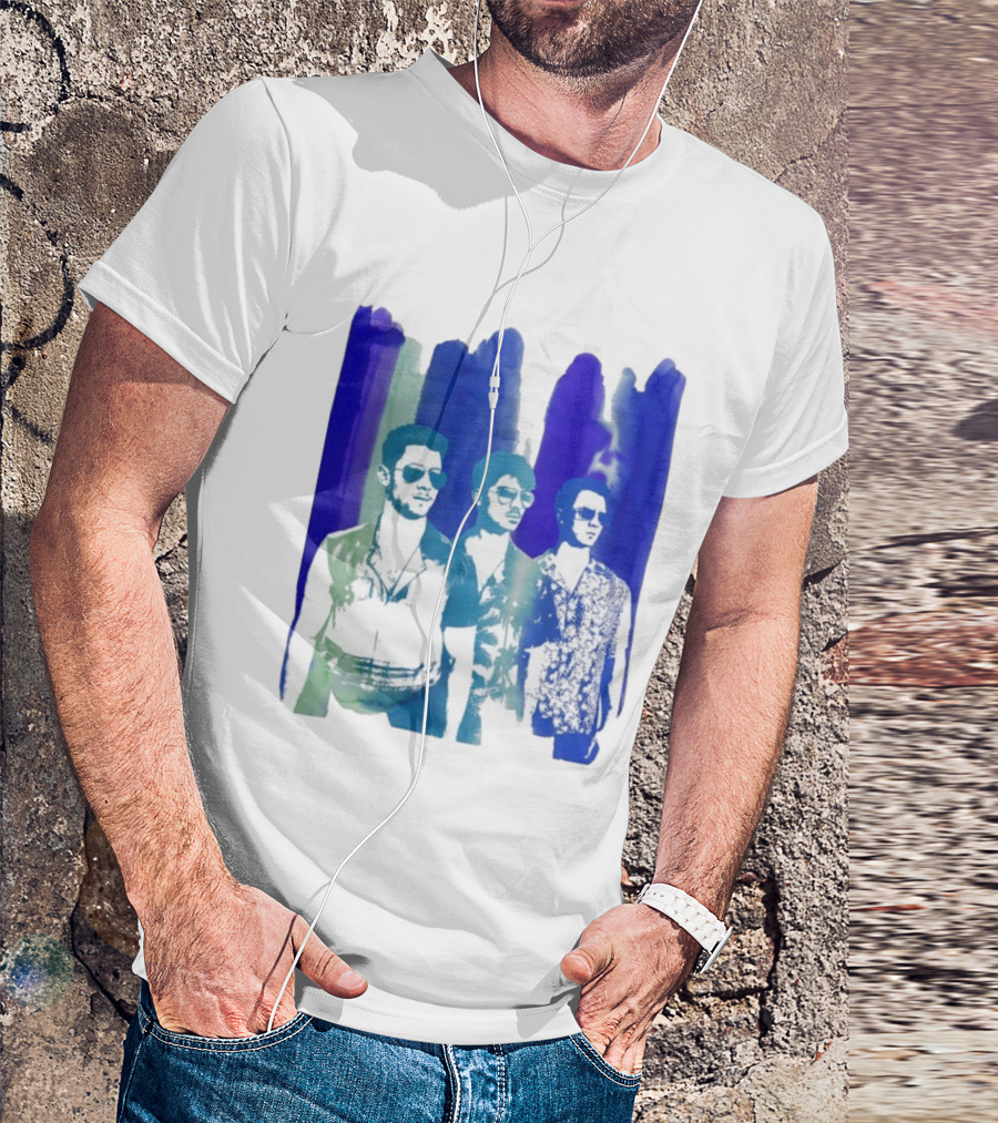 Jonas Brothers Cool Watercolor Style Portrait With Sunglasses T-Shirt