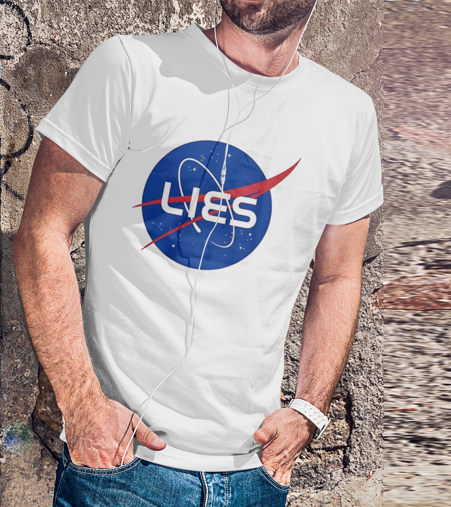 NASA Lies Parody Emblem Graphic T-Shirt