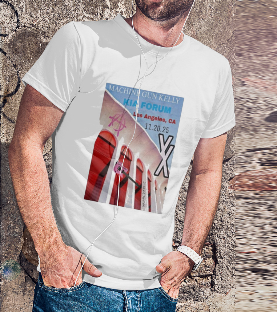 Machine Gun Kelly Kia Forum Los Angeles 11.20.25 Pink Guitar XX T-Shirt