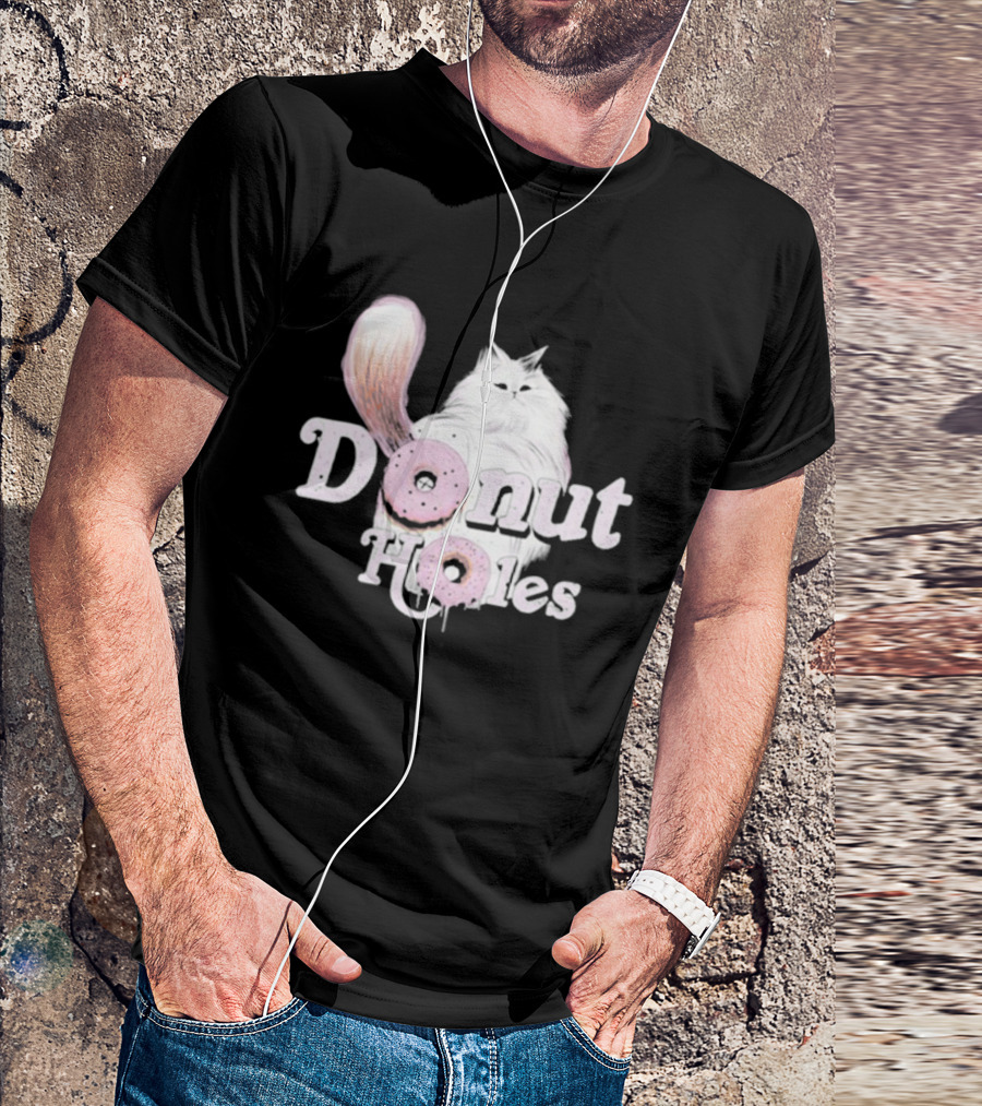 Donut Holes Cat Funny Cute Kitten With Pink Donuts T-Shirt