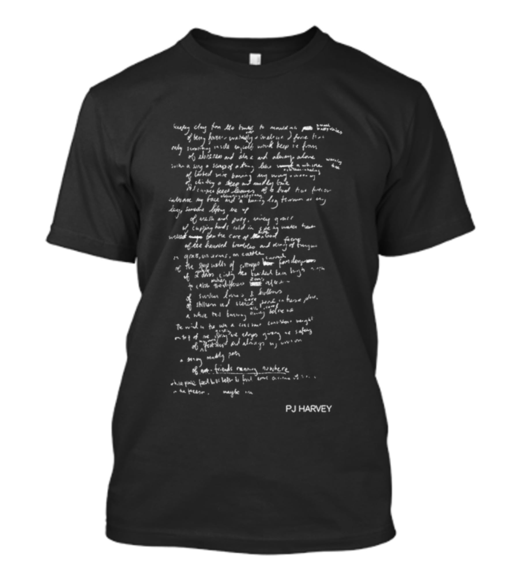 Pj Harvey Seem An I Handwritten Poetic Lyrics Text T-Shirt