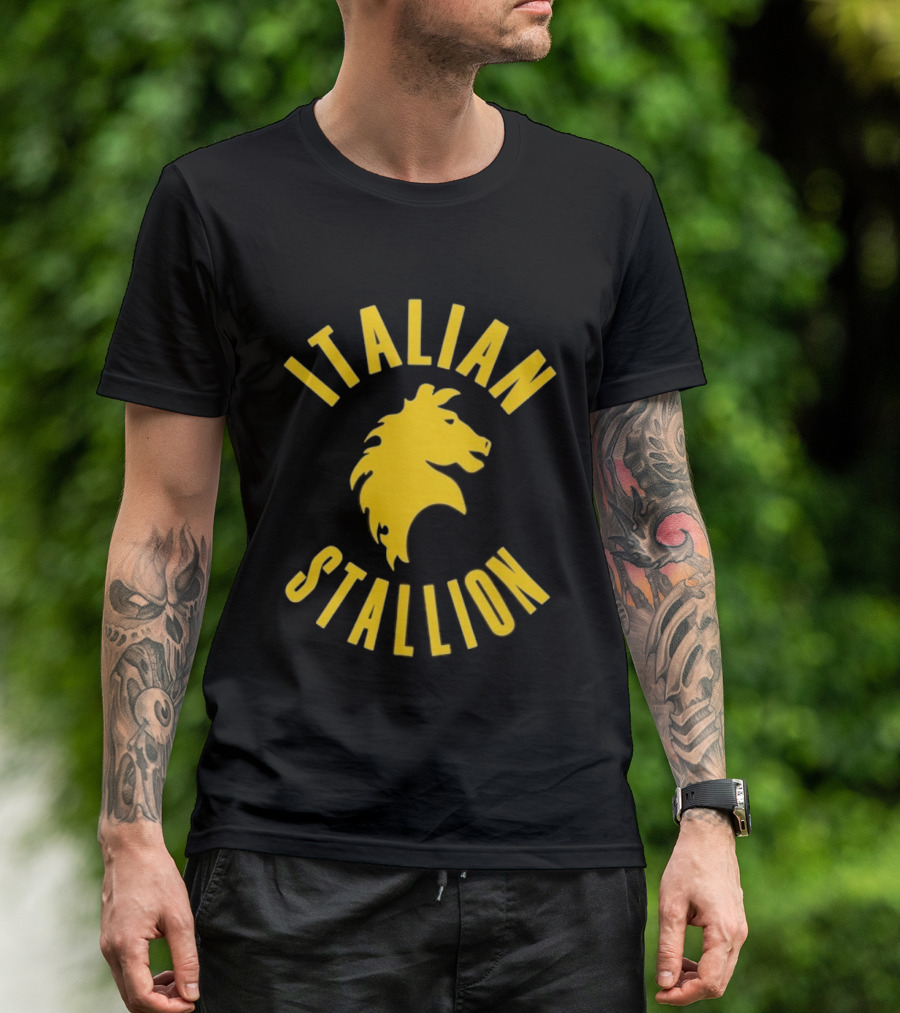 Rocky Balboa Italian Stallion Iconic Yellow Horse Emblem T-Shirt