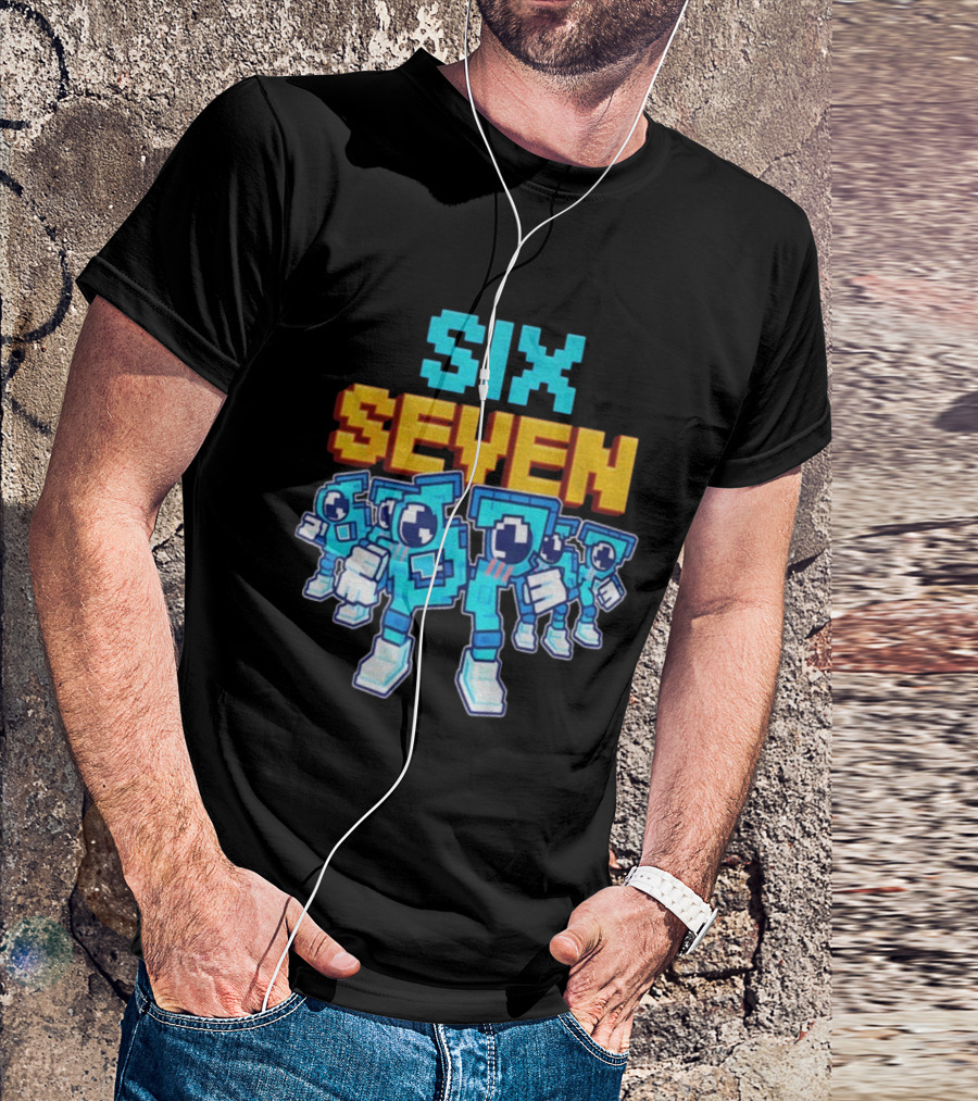 Steal A Brainrot Six Seven Italian Brainrot 67 Meme Gen Alpha Retro Pixel Art Characters T-Shirt