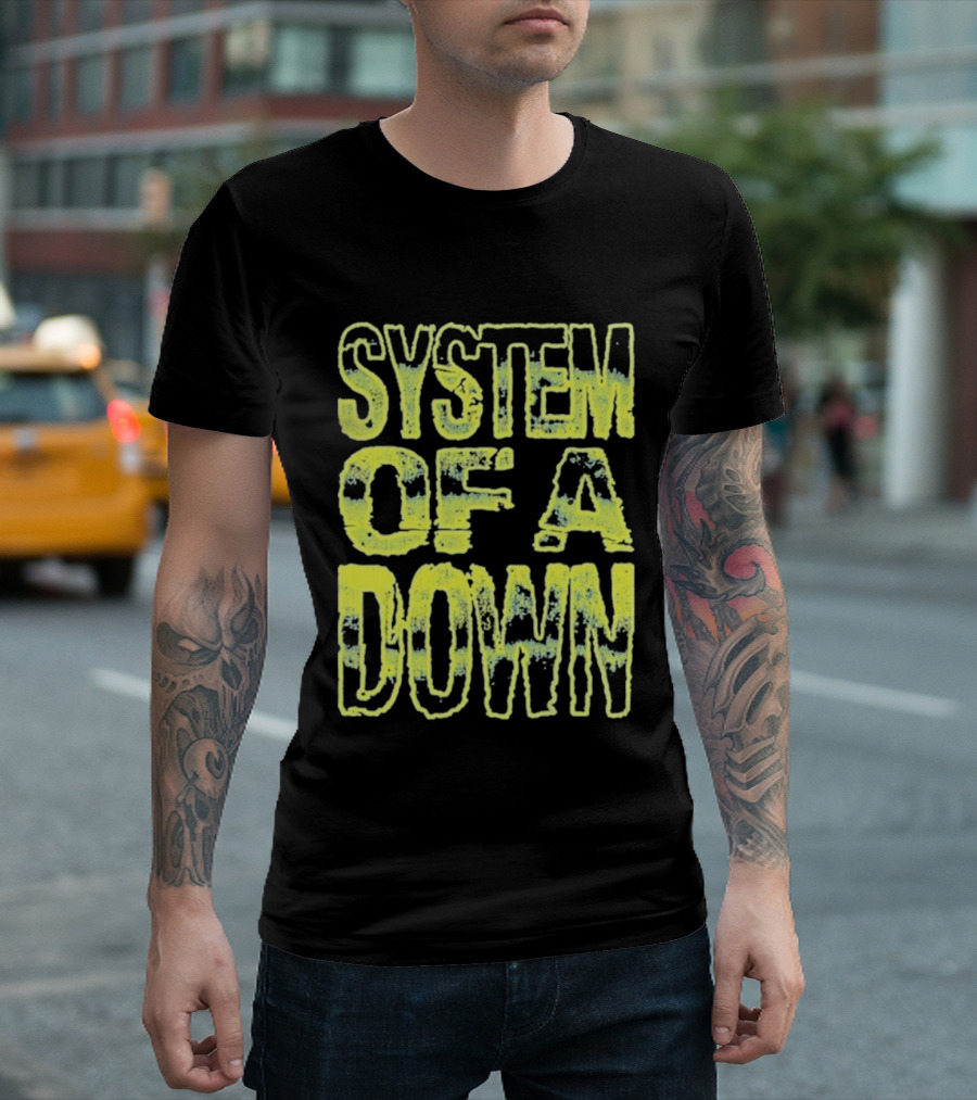 System Of A Down Gradient Stack Yellow Tie Dye Effect T-Shirt