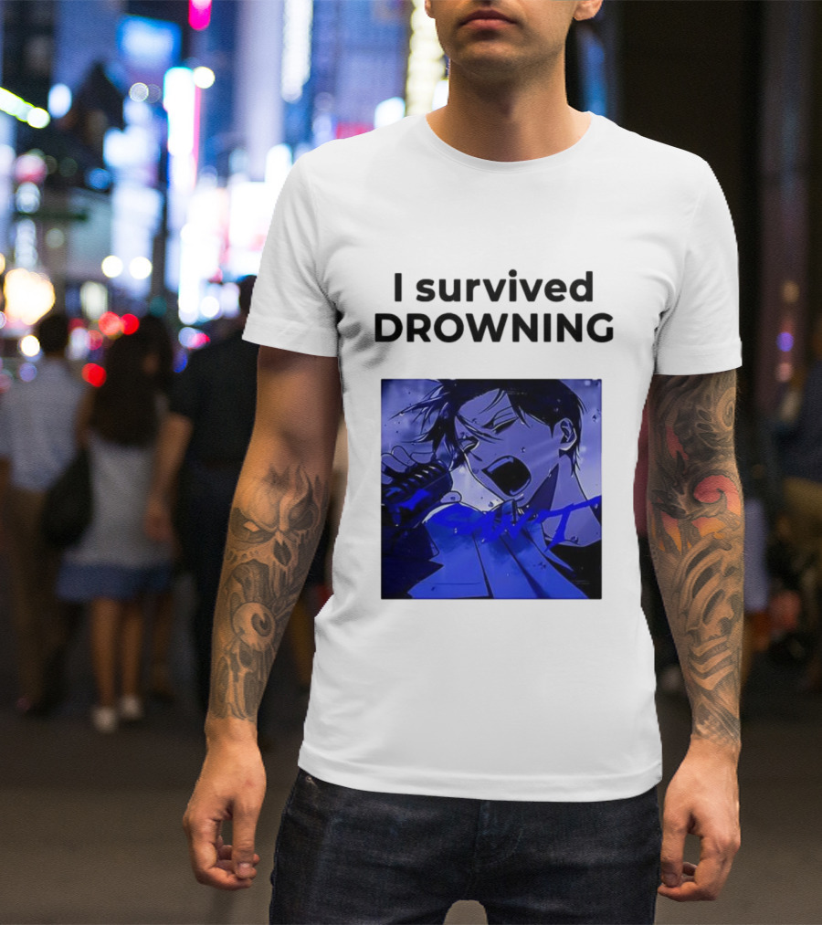 I Survived Drowning Akamu Na Ko Anime Character Blue Art T-Shirt