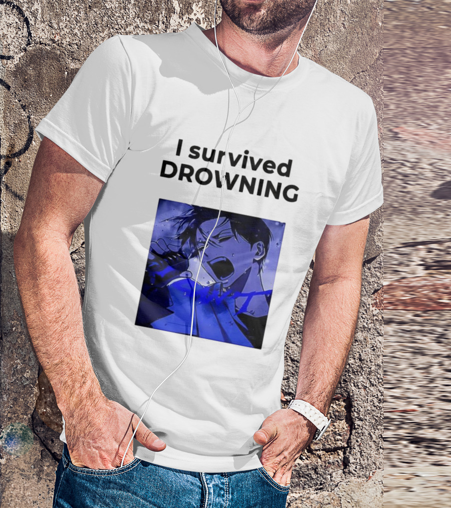 I Survived Drowning Akamu Na Ko Anime Character Blue Art T-Shirt
