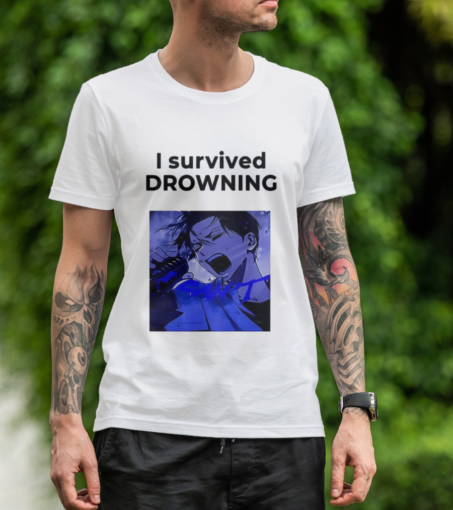I Survived Drowning Akamu Na Ko Anime Character Blue Art T-Shirt