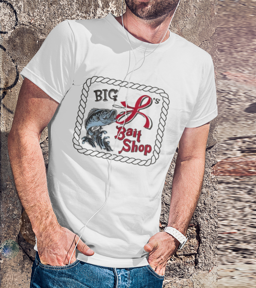 Big L's Bait Shop Classic Fishing Big Catch Rope Frame T-Shirt