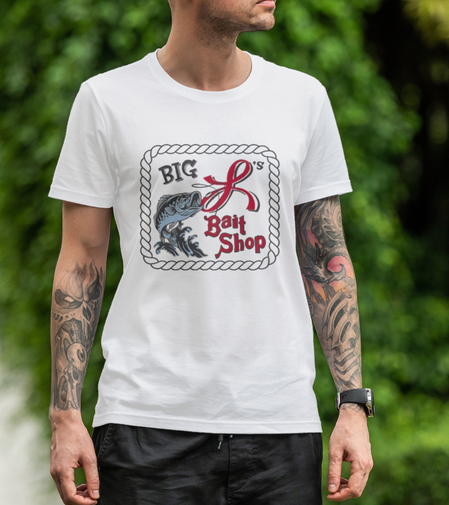 Big L's Bait Shop Classic Fishing Big Catch Rope Frame T-Shirt