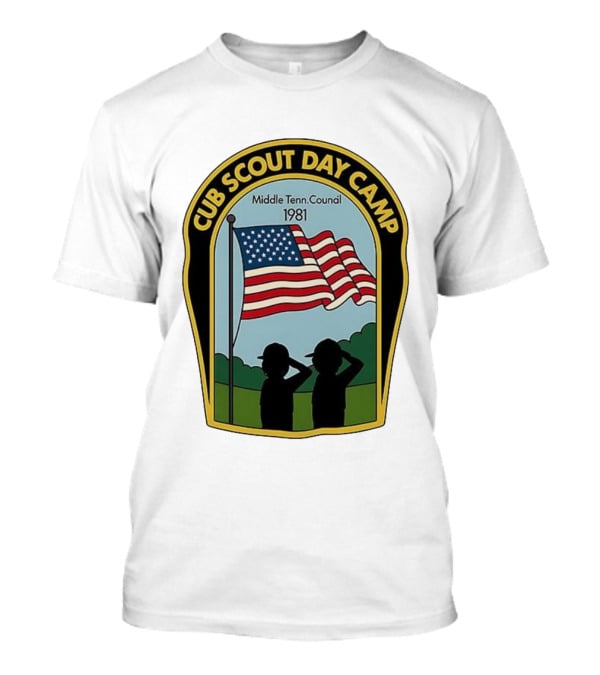 Cub Scout Day Camp Middle Tennessee Council 1981 American Flag T-Shirt
