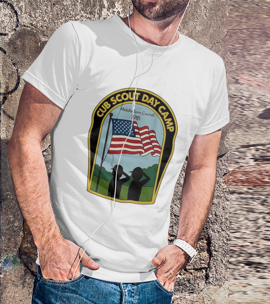 Cub Scout Day Camp Middle Tennessee Council 1981 American Flag T-Shirt