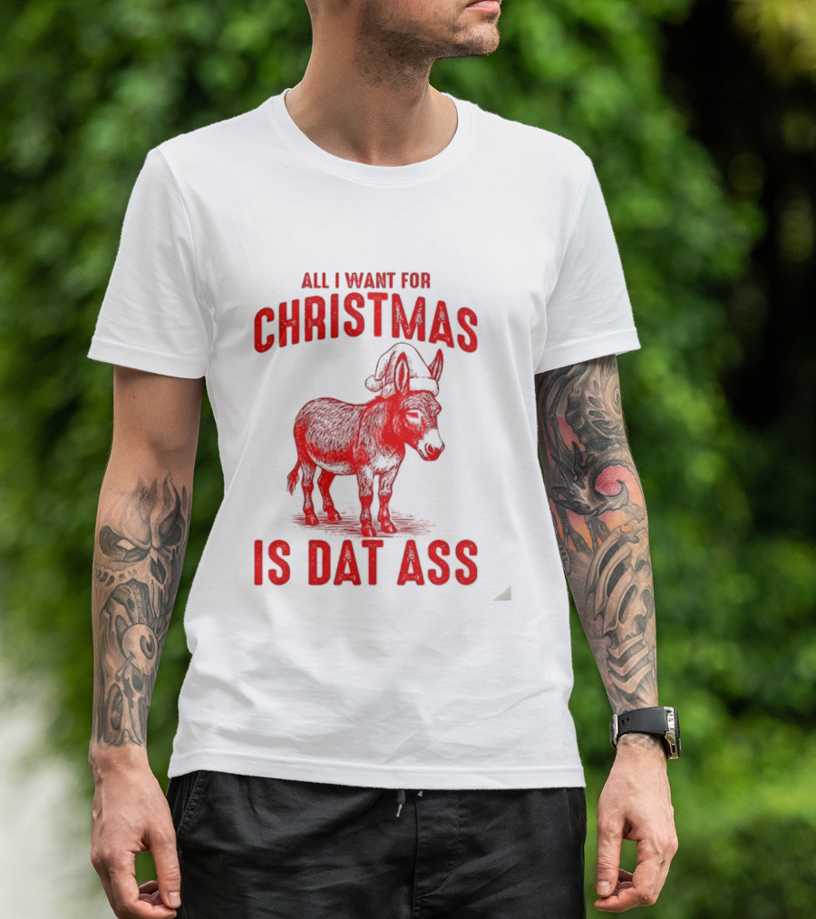 All I Want For Christmas Is Dat Ass Donkey Santa Hat T-Shirt