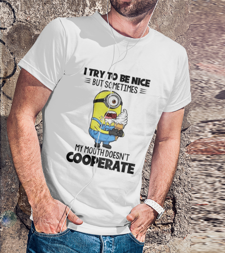 Minion I Try To Be Nice But Sometimes My Mouth Doesn’t Cooperate Christmas Ice Cream T-Shirt