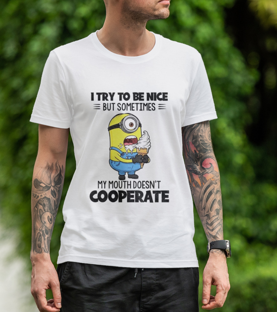 Minion I Try To Be Nice But Sometimes My Mouth Doesn’t Cooperate Christmas Ice Cream T-Shirt