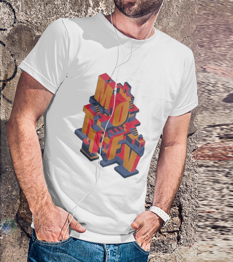 Motifv Penrose Optical Illusion Staircase 3D Typography T-Shirt