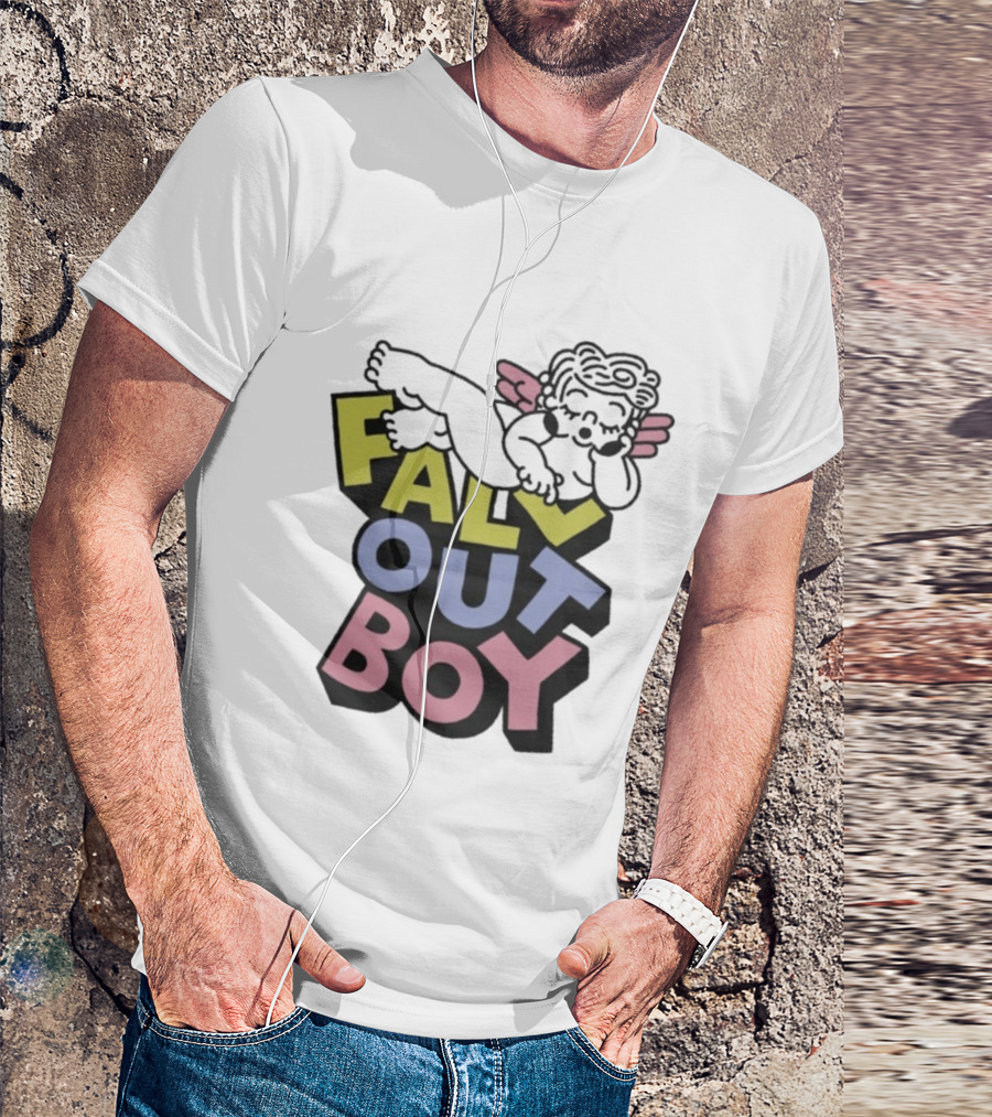 Fall Out Boy Sleepy Angel Iconic Pastel Text T-Shirt