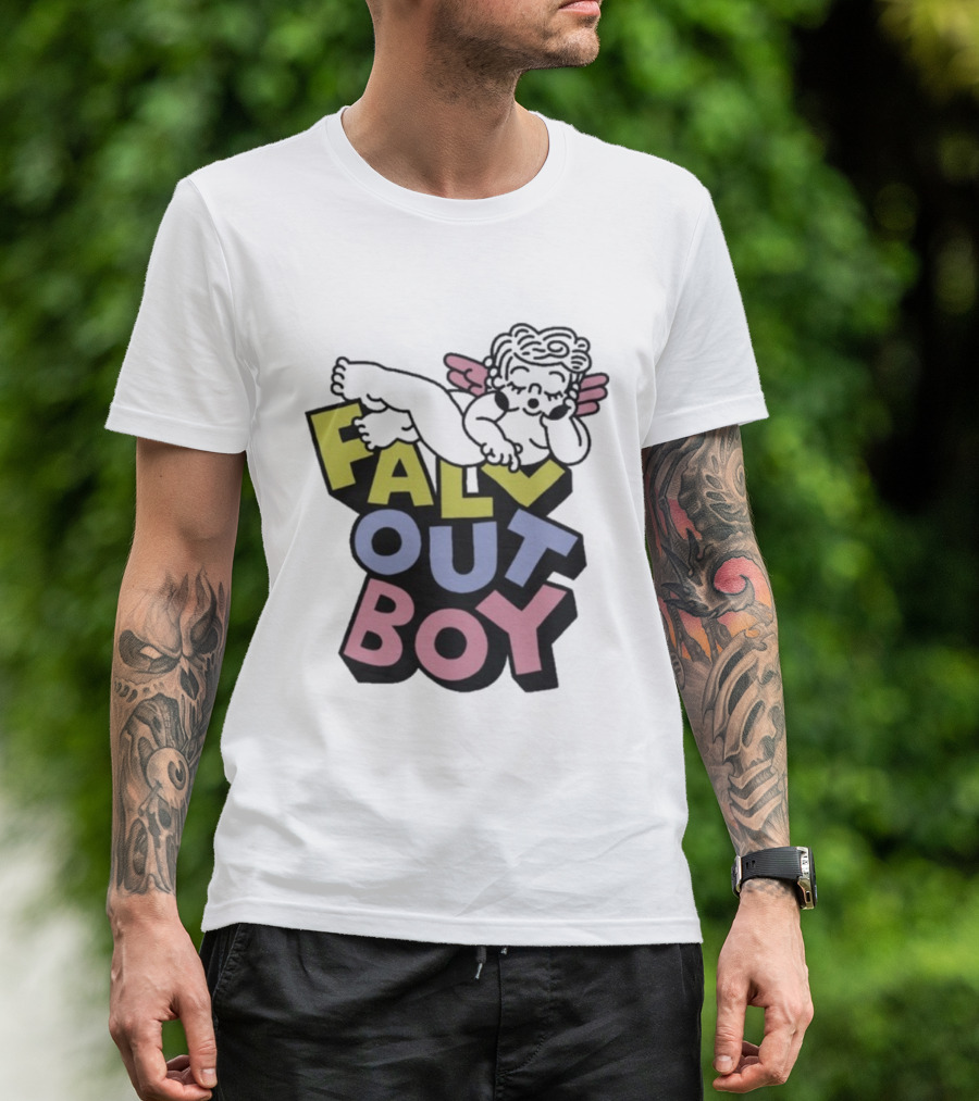 Fall Out Boy Sleepy Angel Iconic Pastel Text T-Shirt