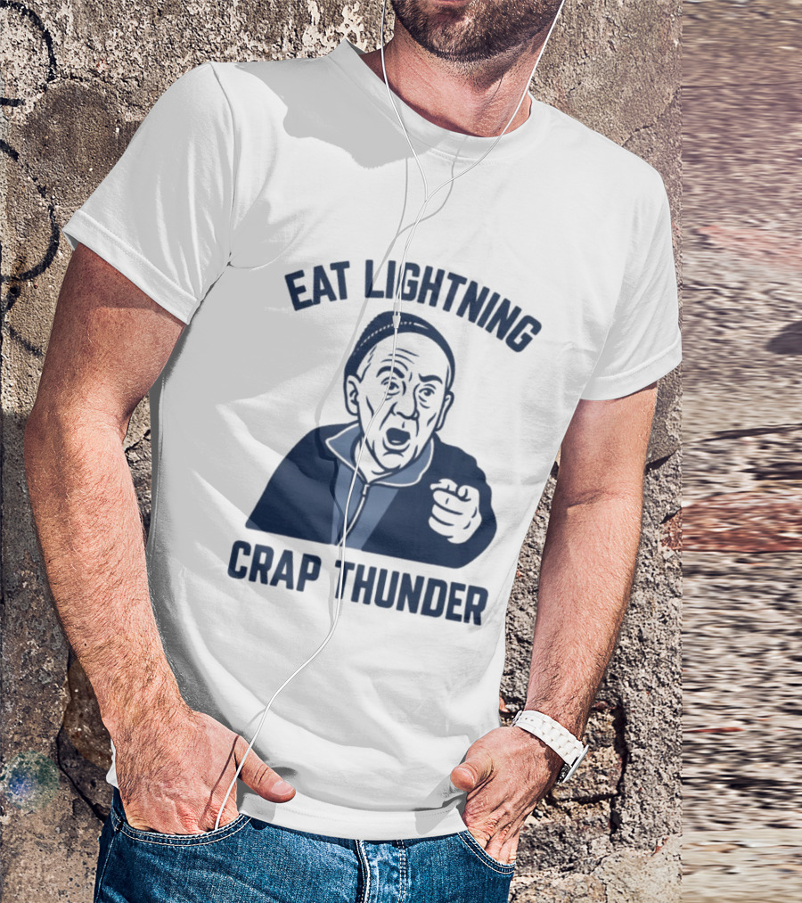Philadelphia 76ers Eat Lightning Crap Thunder With Iconic Coach Motif T-Shirt