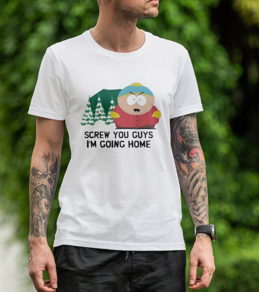 South Park Cartman Screw You Guys I'm Going Home Forest Background T-Shirt