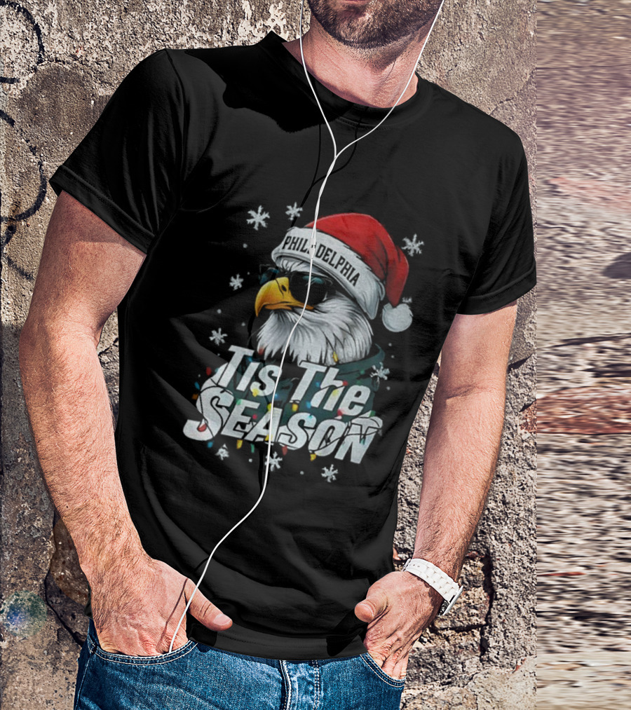 Philadelphia Eagles Tis The Season Eagle Santa Hat NFL Football 2025 T-Shirt