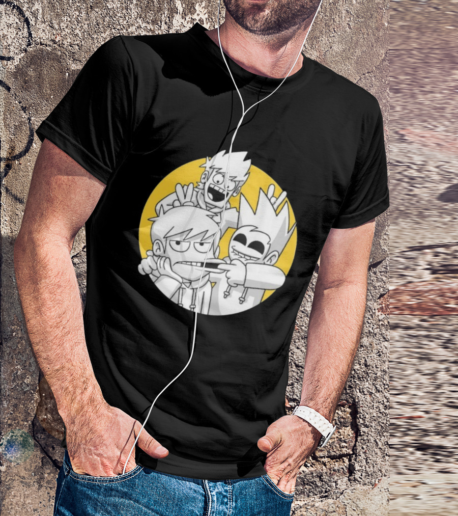 Eddsworld Edd Gang Character Group Yellow Circle Background T-Shirt