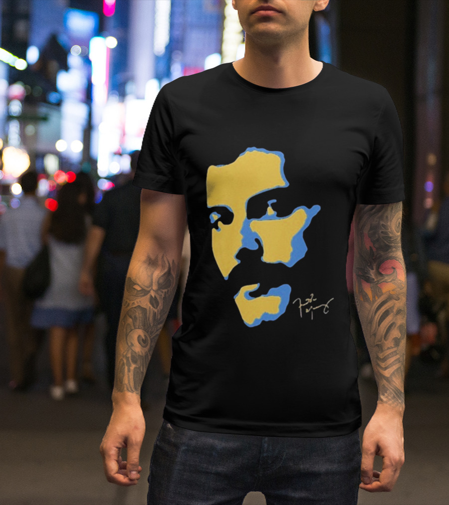Freddie Mercury Signature Yellow Blue Face Design T-Shirt