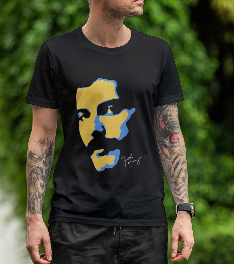 Freddie Mercury Signature Yellow Blue Face Design T-Shirt