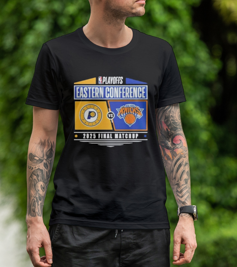 NBA Playoffs 2025 Indiana Pacers Vs New York Knicks Eastern Conference Final Matchup T-Shirt