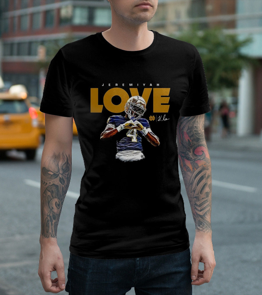 Jeremiyah Love Notre Dame Fighting Irish Football Signature T-Shirt