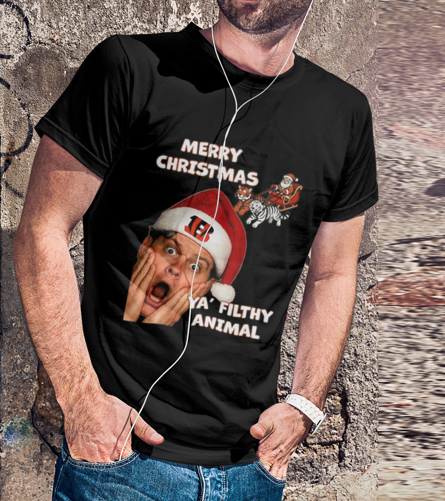 Merry Christmas Ya Filthy Animal Joe Alone Santa Hat T-Shirt