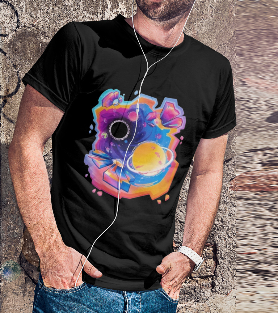 MindCap ORBIT Cosmic Planetary Vortex With Neon Crystals T-Shirt