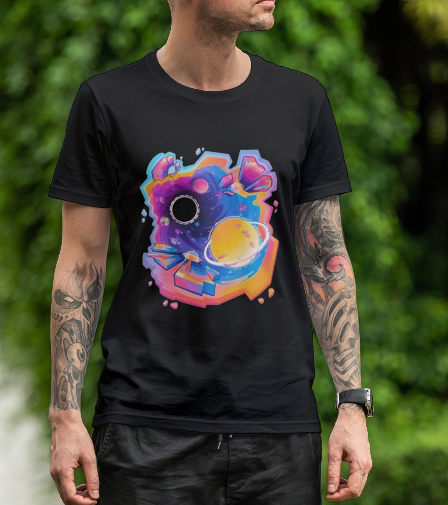 MindCap ORBIT Cosmic Planetary Vortex With Neon Crystals T-Shirt