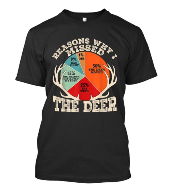 Reasons Why I Missed The Deer Pie Chart Hunting Humor T-Shirt