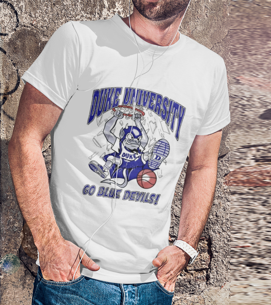 Duke University Blue Devils Basketball Dunking Mascot Go Blue Devils T-Shirt
