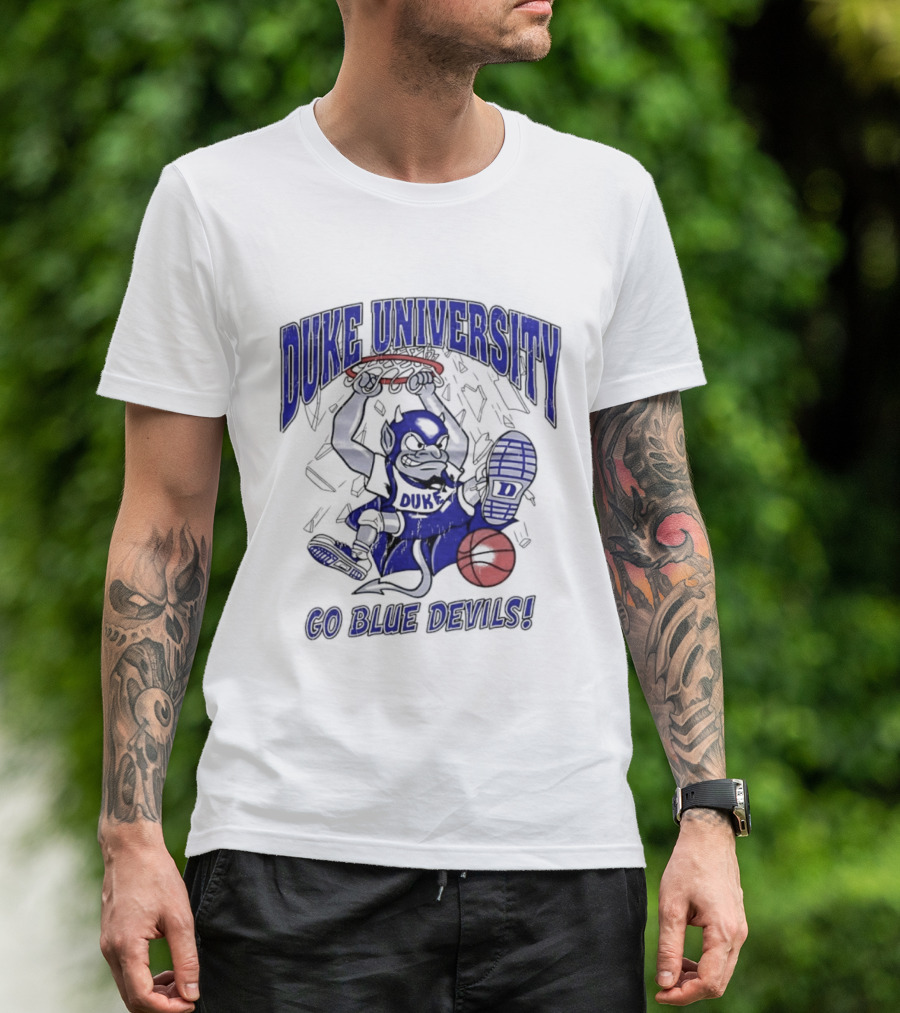 Duke University Blue Devils Basketball Dunking Mascot Go Blue Devils T-Shirt
