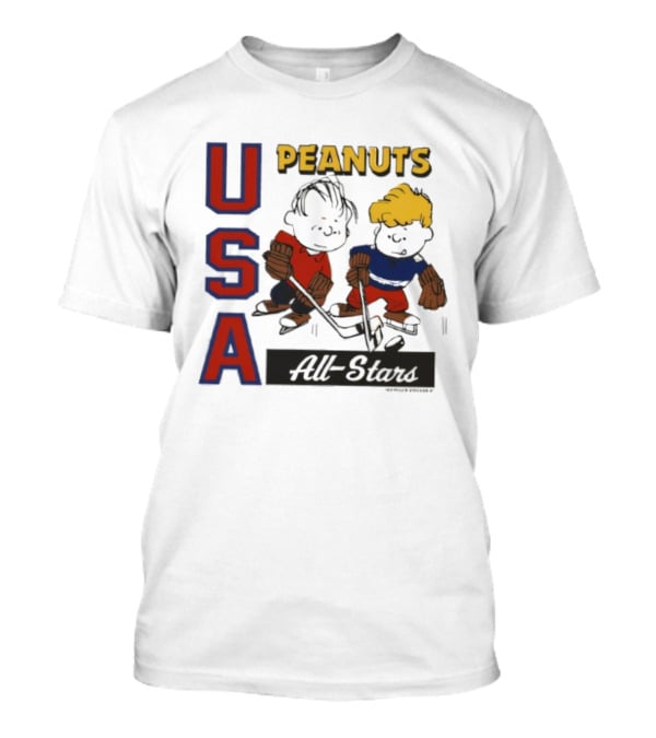 Peanuts USA All Stars Hockey Image With Charles M. Schulz Characters T-Shirt