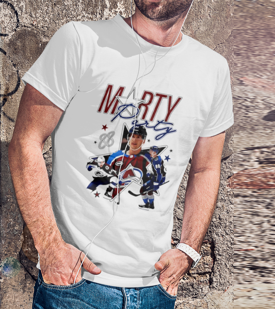 Marty Party Martin Necas 88 Colorado Avalanche NHL Tribute T-Shirt