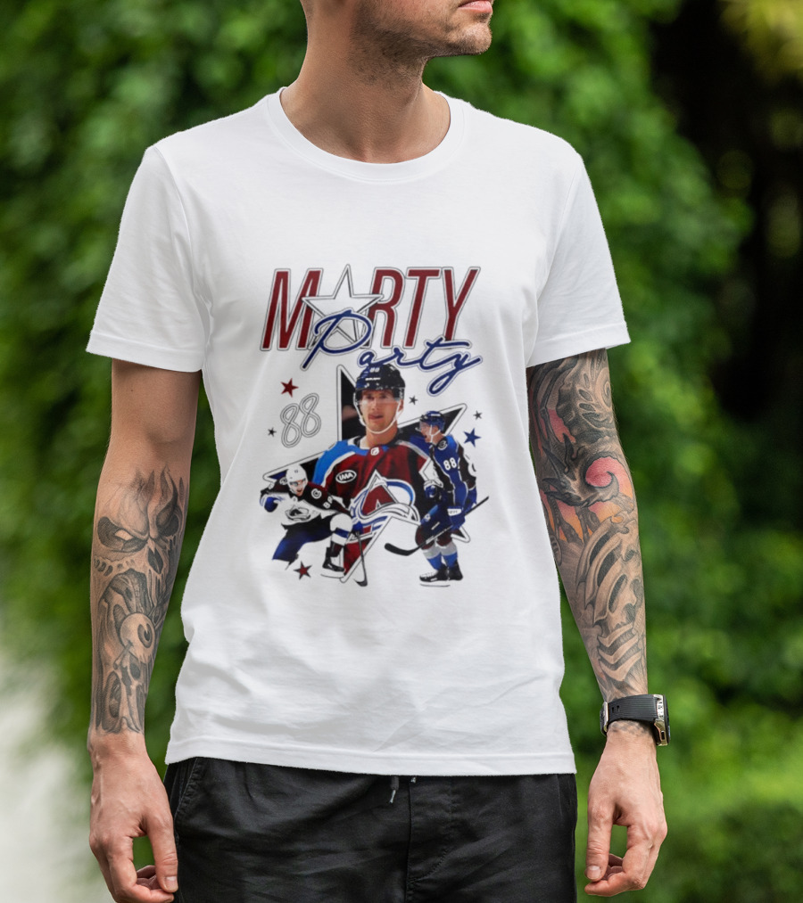 Marty Party Martin Necas 88 Colorado Avalanche NHL Tribute T-Shirt