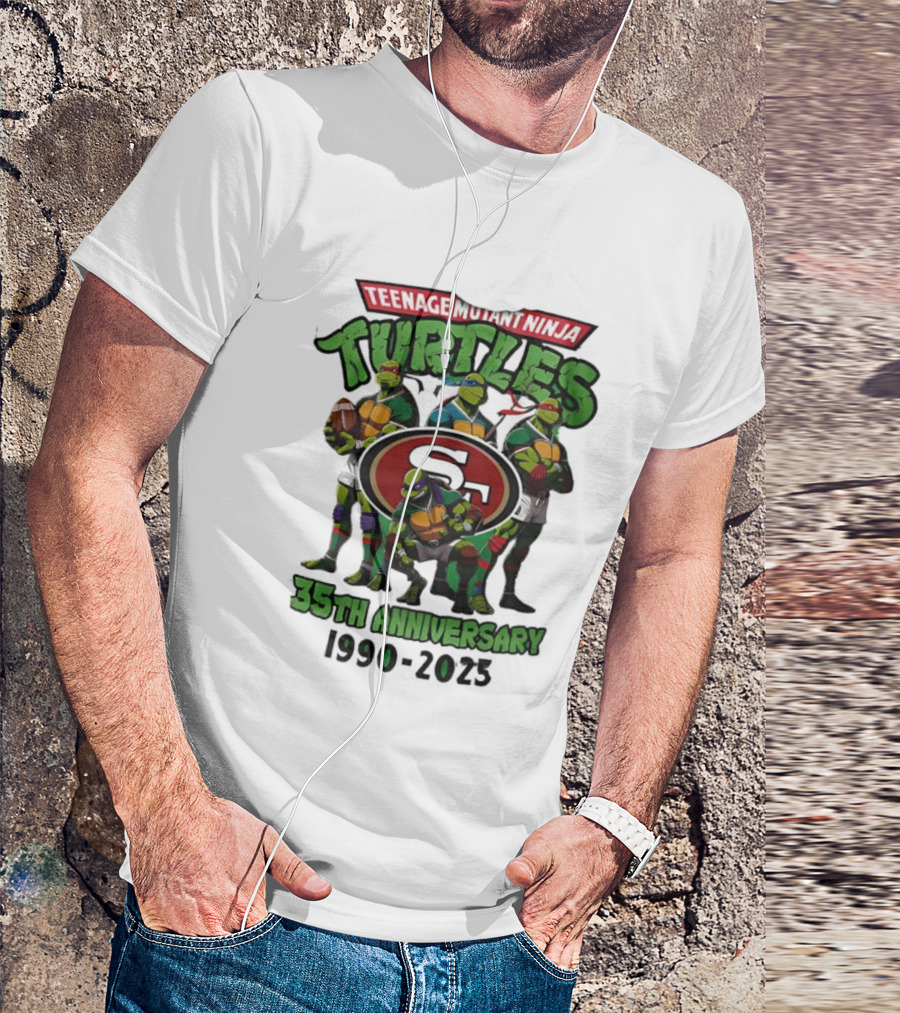 Teenage Mutant Ninja Turtles 35th Anniversary 1990-2023 San Francisco 49ers Collaboration T-Shirt