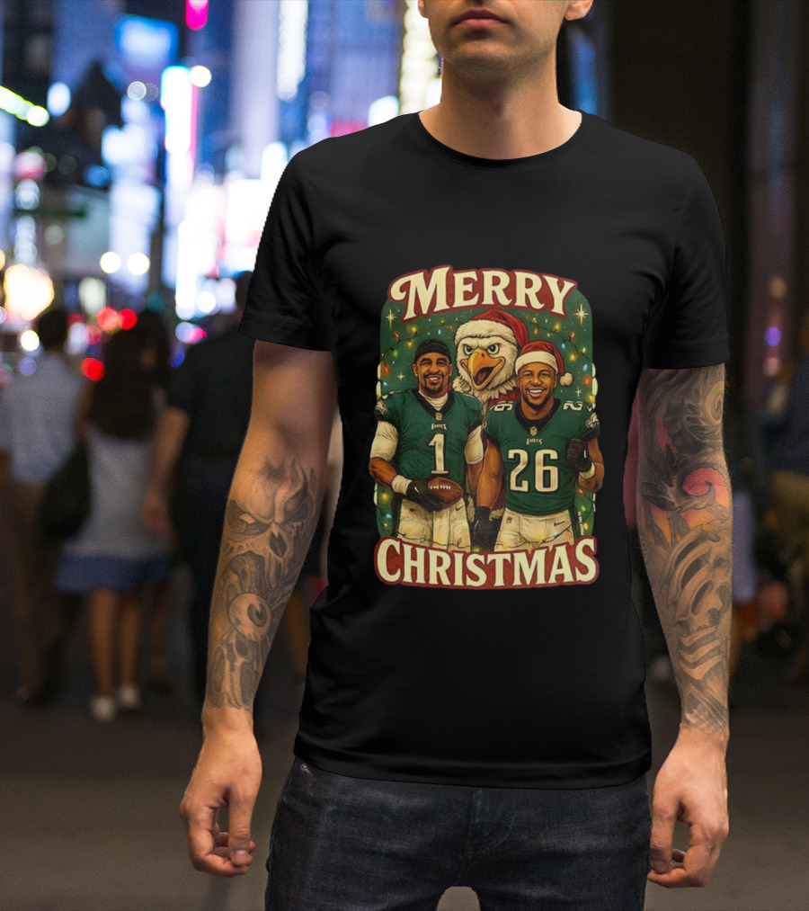 Merry Christmas Jalen Hurts Saquon Barkley Philadelphia Eagles T-Shirt