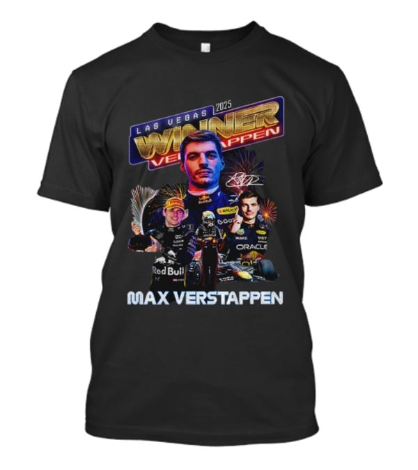 Max Verstappen 2025 Las Vegas Winner Red Bull Racing Signature T-Shirt