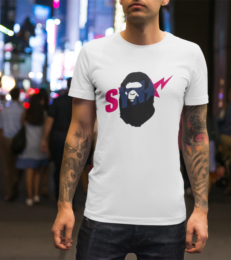 SYN Syna Synning Bape Ape Head Lightning Bold Hip-Hop Streetwear T-Shirt