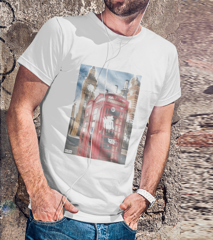 Kith London Red Telephone Box November 28th Tower Bridge Skyline Scene T-Shirt