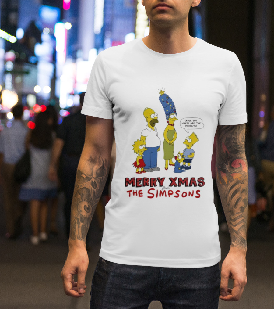 Merry Xmas The Simpsons Family Christmas Tree Hair T-Shirt