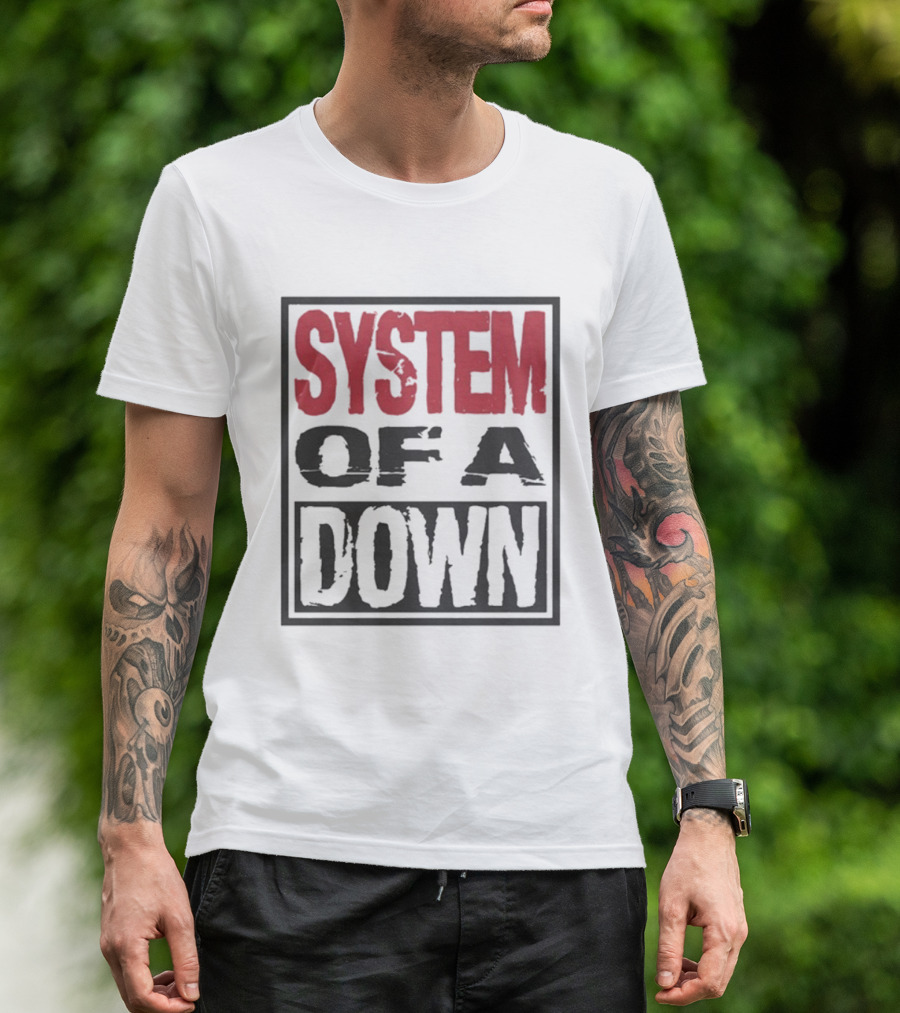SYSTEM OF A DOWN Triple Stack Box Text Bold Style T-Shirt