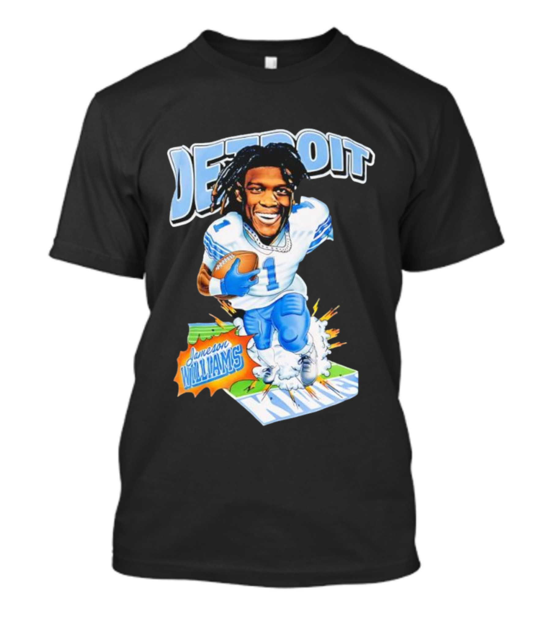 Jameson Williams Detroit Lions NFL Football Caricature Starburst T-Shirt
