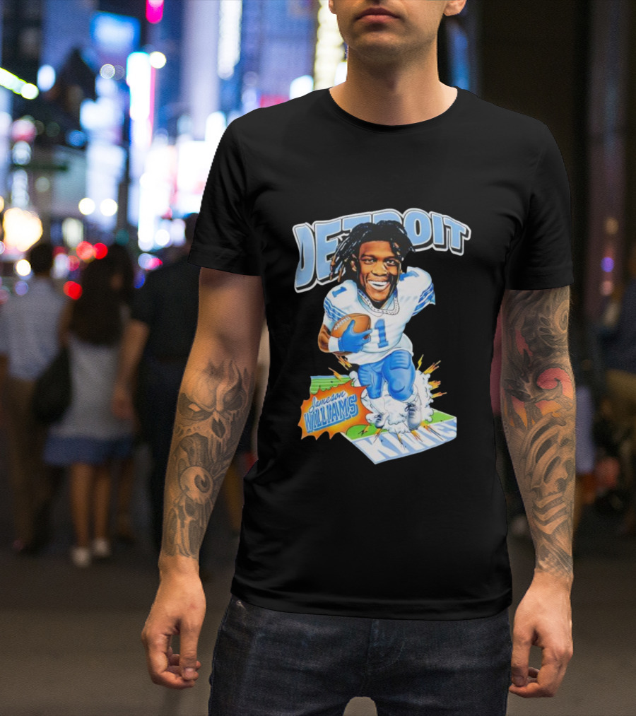 Jameson Williams Detroit Lions NFL Football Caricature Starburst T-Shirt