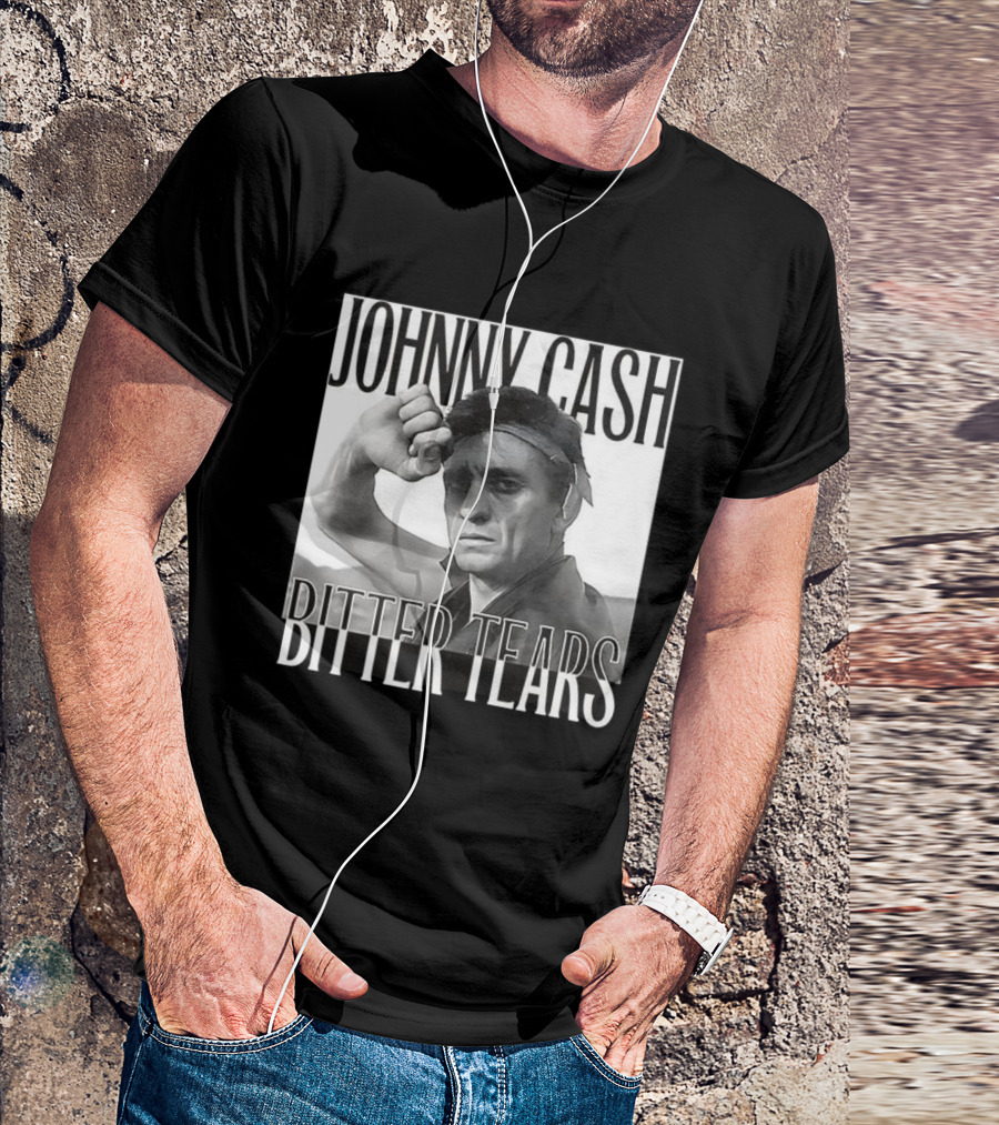 Johnny Cash Bitter Tears Monochrome Illustration T-Shirt